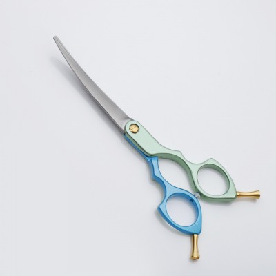 Asian Fushion Aluminum Handle light weight Curved Thinning Scissors